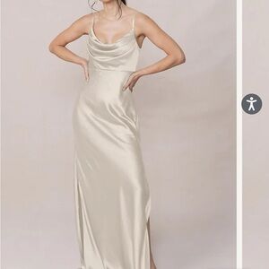 Revelry skye satin dress in soft champagne size 6